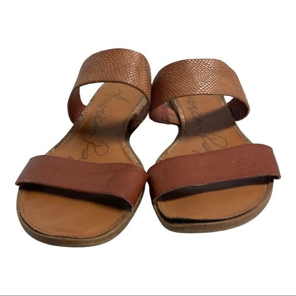 AMERICAN RAG, Slip on Brown Sandal, Size 6.5, Women’s, two straps, 1” heel - Picture 1 of 8